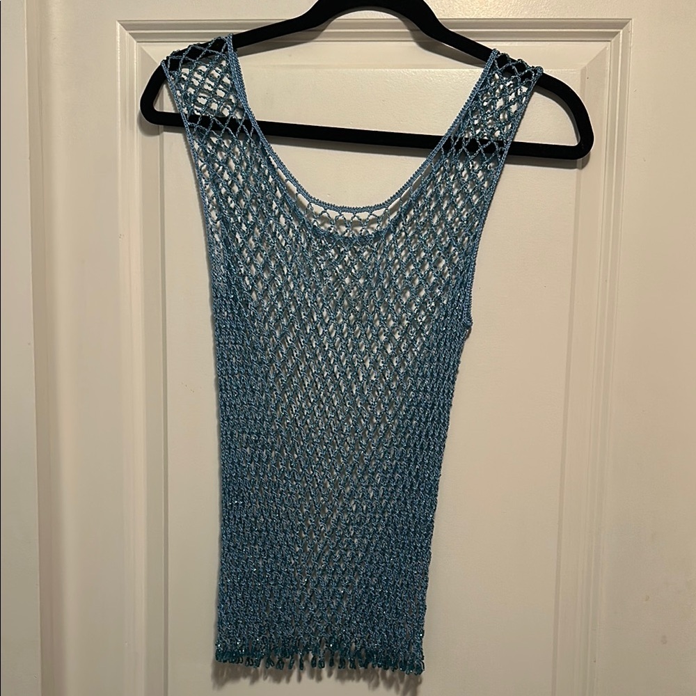 Women's Blue Mesh Top